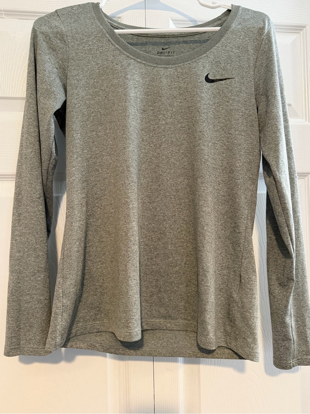 Nike Gray Long Sleeve Dri-FIT Scoop Neck Tee